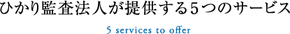 ひかり監査法人が提供する5つのサービス 5 services to offer